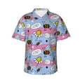 thumbnail image 1 of Uemuo Bees And Daisies Striped Printed Regular Fit Short Sleeve Casual Hawaiian Shirt for Men,Aloha shirt,Tropical shirt,Floral print shirt,Vacation Beach shirt-X-Large, 1 of 9