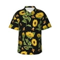 thumbnail image 1 of Uemuo Bees and Sunflowers Printed Regular Fit Short Sleeve Casual Hawaiian Shirt for Men,Aloha shirt,Tropical shirt,Floral print shirt,Vacation Beach shirt-, 1 of 9