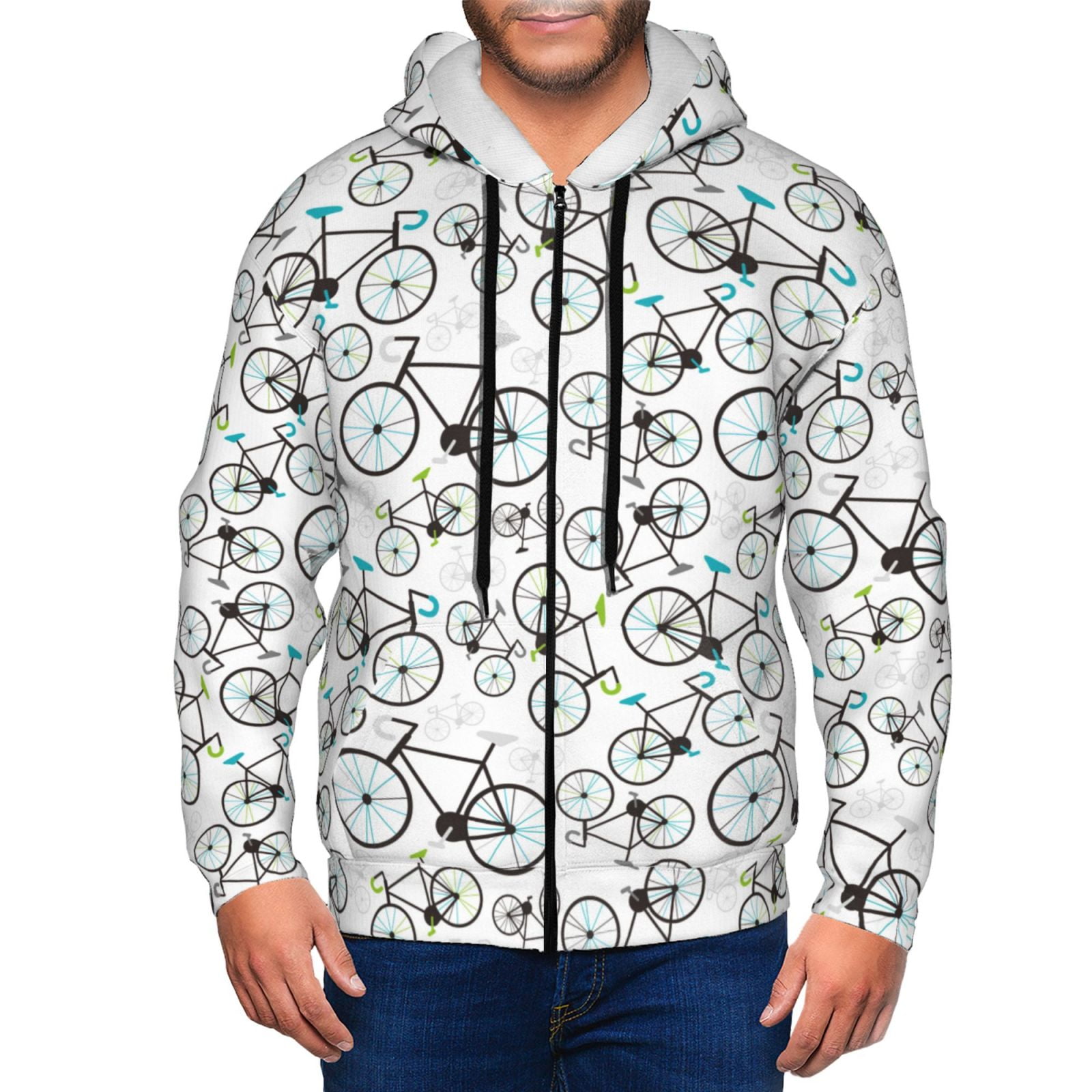 Sweat à Capuche Zip Complet Homme Cycle House - Taille L, Noir - Neuf Sans étiquettes