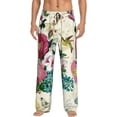 thumbnail image 1 of Uemuo Bird Butterfly Rose Pattern Men's Wide Leg Palazzo Lounge Pants with Pockets Light Weight Loose Comfy Casual Pajama Pants-, 1 of 9