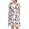 thumbnail image 1 of Uemuo Bird Print Womens Summer Dress Casual Swing Short Sleeve Sundresses Beach A-line Shift Dress, 1 of 6