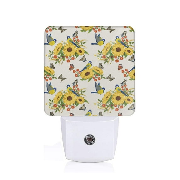 Uemuo Bird Sunflowers Night Light, Night Lights Plug into Wall, Dusk to Dawn Sensor Warm White Led Night Light 0.5W-UK