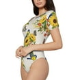 thumbnail image 1 of Uemuo Bird Sunflowers Pattern Women's One Piece Short Sleeve Swimsuit Rash Guard Surfing Modest Quick-drying Swimsuit Beach Essentials-XX-Large, 1 of 9