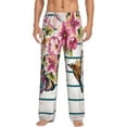 thumbnail image 1 of Uemuo Bird and Floral Pattern Men's Wide Leg Palazzo Lounge Pants with Pockets Light Weight Loose Comfy Casual Pajama Pants-Large, 1 of 9