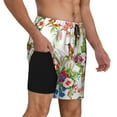 thumbnail image 1 of Uemuo Birds And Flowers Pattern Mens Swim Trunks Quick Dry Board Shorts with Mesh Lining, Stretch Beach Shorts Quick Dry No-Chafing Board Shorts-Medium, 1 of 1