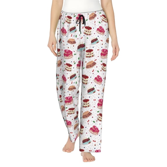 Uemuo Birthday Cake Pattern Women's Wide Leg Palazzo Lounge Pants with Pockets Light Weight Loose Comfy Casual Pajama Pants-XX-Large