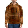 thumbnail image 1 of Uemuo Black And Orange Houndstooth Pattern Men's Hoodie - Casual Pullover Hoodie with Kangaroo Pocket, Stylish Hooded Sweatshirt for Everyday Wear-Large, 1 of 7