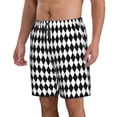thumbnail image 1 of Uemuo Black And White Diamonds Pattern Men's Swim Trunks Hawaiian Beach Bathing Suit Swimsuits Beach Quick-Dry Shorts with Pockets-X-Large, 1 of 9