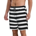 thumbnail image 1 of Uemuo Black And White Stripes Pattern Men's Swim Trunks Hawaiian Beach Bathing Suit Swimsuits Beach Quick-Dry Shorts with Pockets-X-Large, 1 of 9