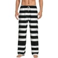 thumbnail image 1 of Uemuo Black And White Stripes Pattern Men's Wide Leg Palazzo Lounge Pants with Pockets Light Weight Loose Comfy Casual Pajama Pants-Small, 1 of 9