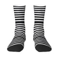 thumbnail image 1 of Uemuo Black And White Stripes Pattern Women's Crew Socks, Soft Durable Breathable Moisture-Wicking with Odor Control Cotton socks, 1 of 9