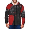 thumbnail image 1 of Uemuo Black Dog Red Background for Men's Fashion Full-zip Hoodies & Sweatshirts with Kangaroo Pocket, Zip-up Hooded Sweatshirt, Moisture Wicking & Breathable-Medium, 1 of 5