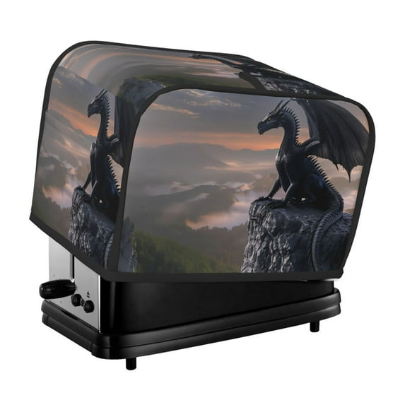 Uemuo Black Dragon Cliff Dawn Print Toaster Cover 2 Slice, Small Kitchen Appliance Covers, Toaster Oven Cover with Loop, Bread Machine Cover Dust Cover Protection