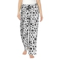 thumbnail image 1 of Uemuo Black Footprints Pattern Women's Wide Leg Palazzo Lounge Pants with Pockets Light Weight Loose Comfy Casual Pajama Pants-Small, 1 of 9