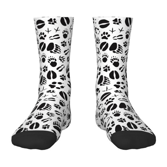 Uemuo Black Footprints Printed Kids Boys Socks Seamless Crew Socks Crazy Funny Athletic Sport Socks for Children