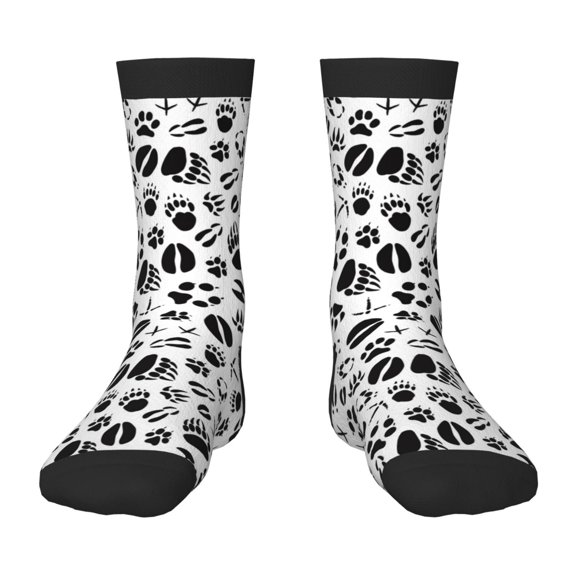 Uemuo Black Footprints Printed Kids Boys Socks Seamless Crew Socks Crazy Funny Athletic Sport Socks for Children