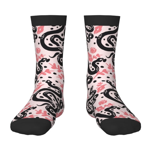 Uemuo Black Snake Printed Kids Boys Socks Seamless Crew Socks Crazy Funny Athletic Sport Socks for Children