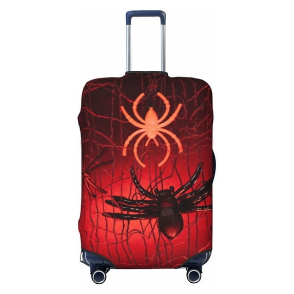 Uemuo Black Spider Web With Spiders Printed Washable Luggage Cover - Fashion Suitcase Protector Fits 18-32 Inch Luggage -Large