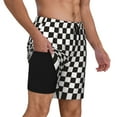 thumbnail image 1 of Uemuo Black and White Checkerboard Pattern Mens Swim Trunks Quick Dry Board Shorts with Mesh Lining, Stretch Beach Shorts Quick Dry No-Chafing Board Shorts-X-Large, 1 of 9