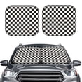thumbnail image 1 of Uemuo Black and White Checkerboard Printed 2 PCS Car Windshield Sun Shade, Auto Sun Heat and UV Rays Blocker, Foldable Automotive Front Window Sunshade Protector, 1 of 7