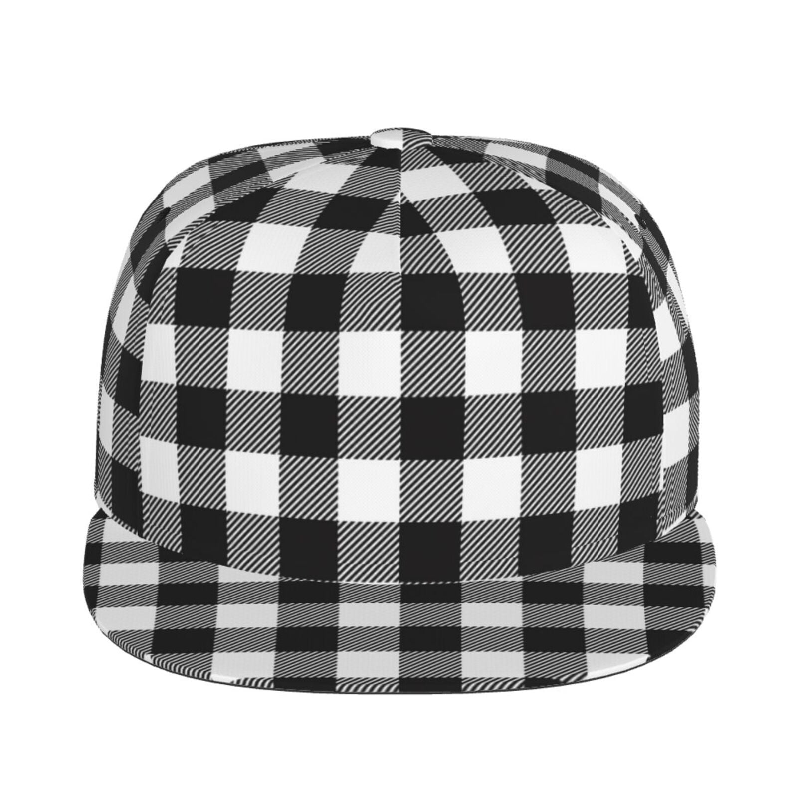 Uemuo Black White Plaid Pattern Women's Baseball Cap,Straight Brim Hat ...