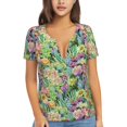 thumbnail image 1 of Uemuo Blooming Cactus Drawing Women's Deep V-Neck Low Cut Tops - Casual Loose Fit with Stainless Steel Loop, Soft, Breathable, Perfect for Office, Travel, and Daily Wear-X-Large, 1 of 5