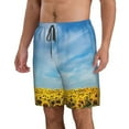 thumbnail image 1 of Uemuo Blooming Sunflower Field Pattern Men's Swim Trunks Hawaiian Beach Bathing Suit Swimsuits Beach Quick-Dry Shorts with Pockets-Large, 1 of 9