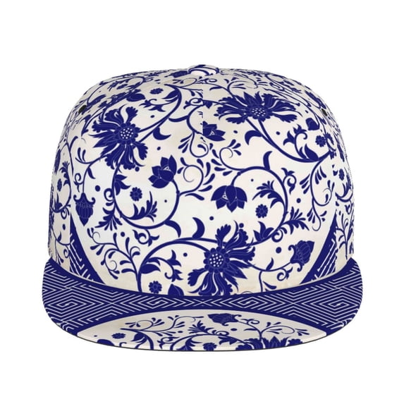 Uemuo Blue And White Porcelain Pattern Pattern Women's Baseball Cap,Straight Brim Hat,Golf Dad Hat,Travel Hat,Sun Protection Cap,Everyday Accessory