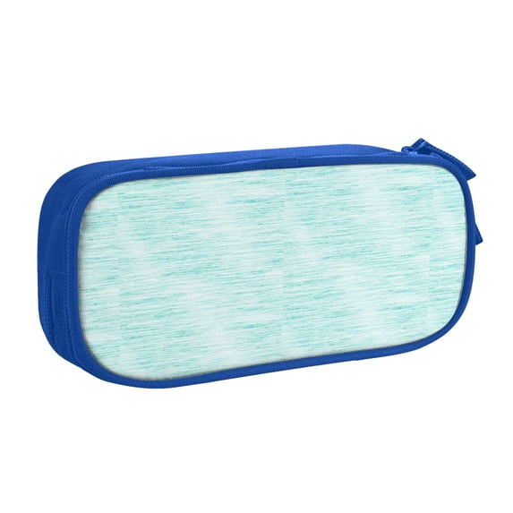 Uemuo Blue Bright Printed Pencil Pen Case, Portable Pencil Pouch with Zipper, Compact Stationery Bag Makeup Bag, Pencil Bag for Home Office