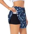 thumbnail image 1 of Uemuo Blue Bus Pattern Women's Athletic Shorts High Waisted Running Shorts with Liner Pockets Gym Elastic Workout Shorts-Small, 1 of 9