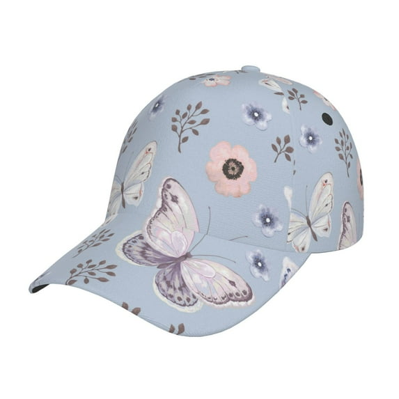 Uemuo Blue Butterfly Pattern Baseball Cap Golf Dad Hat Adjustable Original Classic Low Profile Cotton Hat Unconstructed Plain Cap Men Women