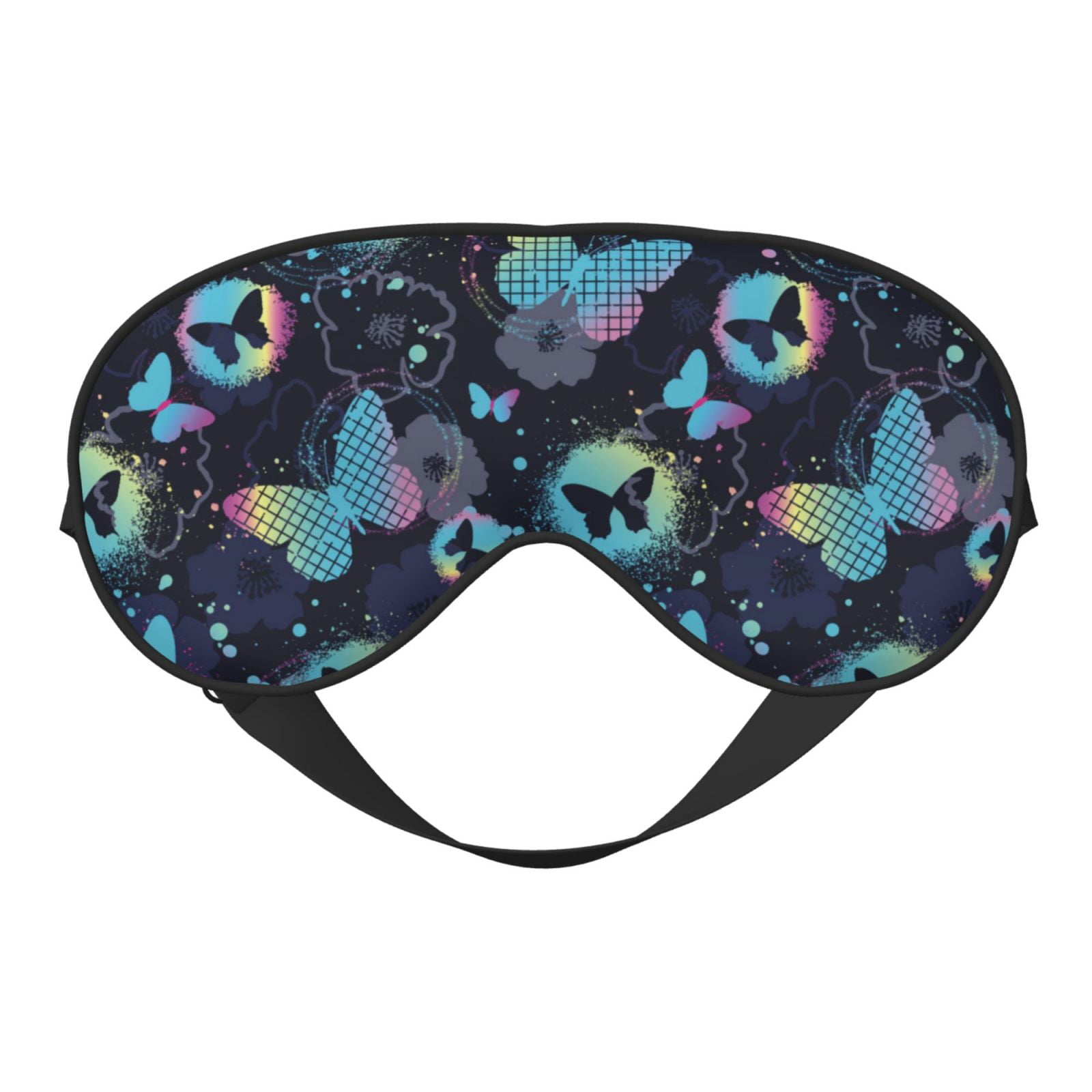 Uemuo Blue Butterfly Pattern Sleep Eye Mask Light Blocking Sleep Mask