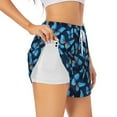 thumbnail image 1 of Uemuo Blue Butterfly Pattern Women's Athletic Shorts High Waisted Running Shorts with Liner Pockets Gym Elastic Workout Shorts-Large, 1 of 9