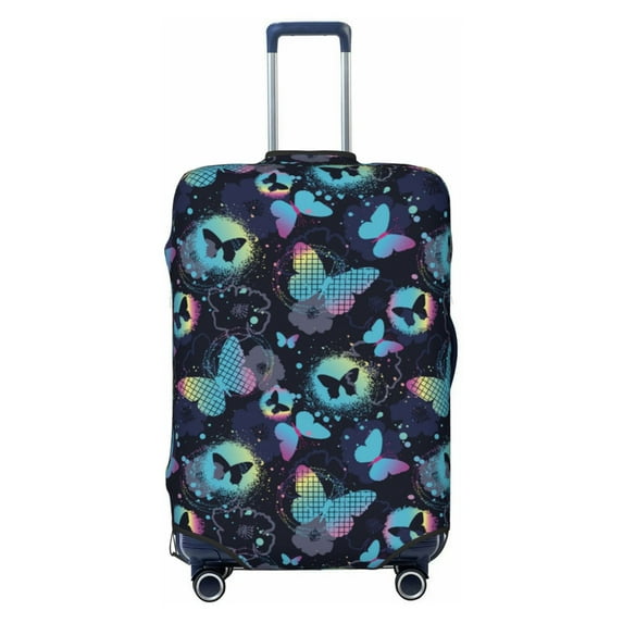 Uemuo Blue Butterfly Printed Washable Luggage Cover - Fashion Suitcase Protector Fits 18-32 Inch Luggage -Medium