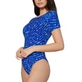 thumbnail image 1 of Uemuo Blue Circles Mosaic Pattern Women's One Piece Short Sleeve Swimsuit Rash Guard Surfing Modest Quick-drying Swimsuit Beach Essentials-XX-Large, 1 of 9