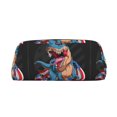 thumbnail image 1 of Uemuo Blue Dinosaur Printed Leather Pencil Case, Pencil Pouch, Portable Pencil Bag, Pen Case for& Office, 1 of 7