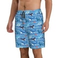 thumbnail image 1 of Uemuo Blue Fish Pattern Men's Swim Trunks Hawaiian Beach Bathing Suit Swimsuits Beach Quick-Dry Shorts with Pockets-XX-Large, 1 of 9