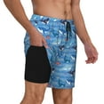 thumbnail image 1 of Uemuo Blue Fish Pattern Mens Swim Trunks Quick Dry Board Shorts with Mesh Lining, Stretch Beach Shorts Quick Dry No-Chafing Board Shorts-Large, 1 of 9