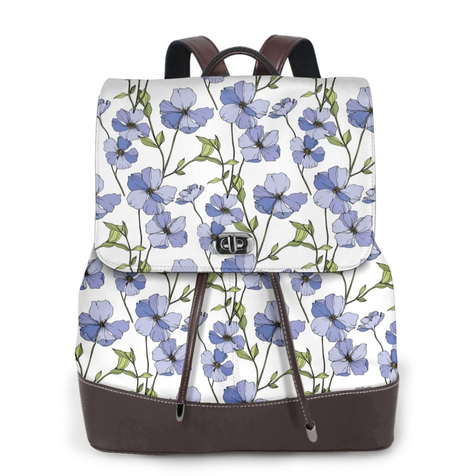Uemuo Blue Flax Flowers for Backpack Purse for Women Large Capacity ...