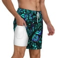 thumbnail image 1 of Uemuo Blue Floral with Butterflies Pattern Mens Swim Trunks Quick Dry Board Shorts with Mesh Lining, Stretch Beach Shorts Quick Dry No-Chafing Board Shorts-Medium, 1 of 9