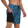 thumbnail image 1 of Uemuo Blue Glitter Pattern Mens Swim Trunks Quick Dry Board Shorts with Mesh Lining, Stretch Beach Shorts Quick Dry No-Chafing Board Shorts-X-Large, 1 of 9