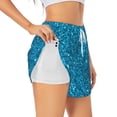 thumbnail image 1 of Uemuo Blue Glitter Pattern Women's Athletic Shorts High Waisted Running Shorts with Liner Pockets Gym Elastic Workout Shorts-Medium, 1 of 9