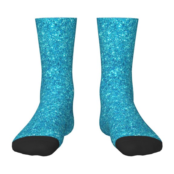 Uemuo Blue Glitter Printed Kids Boys Socks Seamless Crew Socks Crazy Funny Athletic Sport Socks for Children