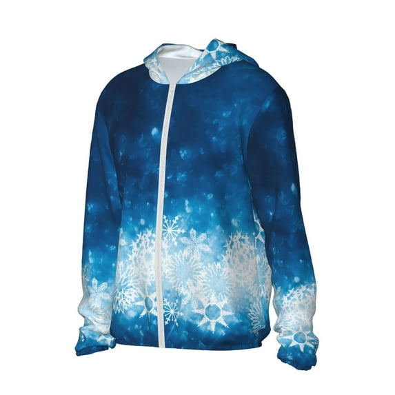Uemuo Blue Glitter Sparkles Pattern Women's Full Zip UPF 50+ Sun Protection Hoodie Jacket Long Sleeve Sun Shirt Hiking Outdoor Performance with Pockets-3X-Large