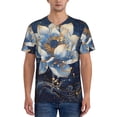 thumbnail image 1 of Uemuo Blue Golden Dream Lotus Print Mens Polo Shirts Baseball T-shirt Performance Short Sleeve Golf Shirt Moisture Wicking Athletic Casual Collared T-Shirt-Medium, 1 of 7