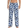 thumbnail image 1 of Uemuo Blue Ink Flowers Pattern Men's Wide Leg Palazzo Lounge Pants with Pockets Light Weight Loose Comfy Casual Pajama Pants-XX-Large, 1 of 9