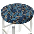 thumbnail image 1 of Uemuo Blue Leaves A Pattern Round Bar Stool Seat Covers Washable Stool Cushion Slipcover Elastic Bar Chair Covers-12 inch, 1 of 7