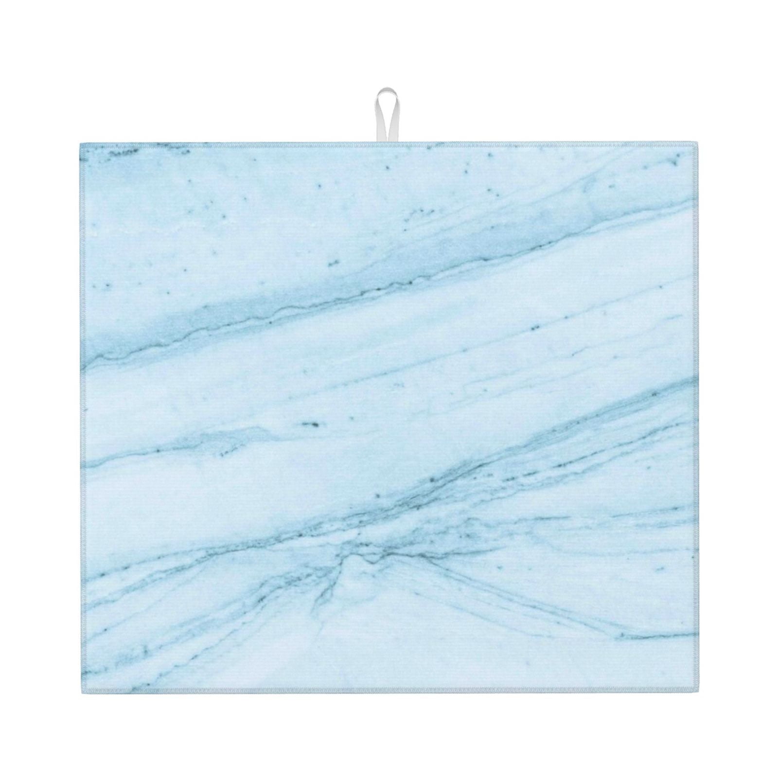 Uemuo Blue Marble Pattern Dish Drying Mat,16*18 inch Absorbent Dish ...