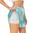 thumbnail image 1 of Uemuo Blue Marble Pattern Women's Athletic Shorts High Waisted Running Shorts with Liner Pockets Gym Elastic Workout Shorts-Medium, 1 of 9