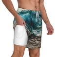 thumbnail image 1 of Uemuo Blue Ocean Waves Pattern Mens Swim Trunks Quick Dry Board Shorts with Mesh Lining, Stretch Beach Shorts Quick Dry No-Chafing Board Shorts-Small, 1 of 9
